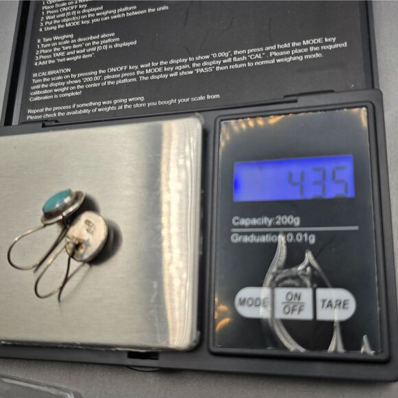 SEZGIN Sterling Silver Drop Earrings 1" Blue Cat’s Eye Signed 925 Oval 4.35g - Picture 8 of 12